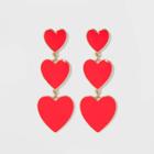 Sugarfix By Baublebar Graduating Heart Drop Earrings - Red, Women's