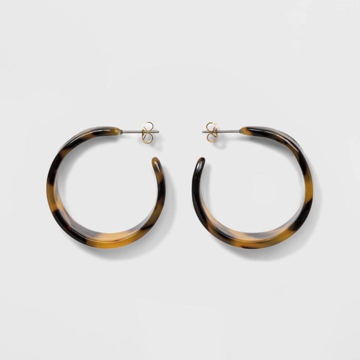 Women's Wide Hoop Earrings - A New Day Tortoise