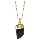 Distributed By Target Women's Silver Plated Rough Cut Natural Agate Necklace - Gold