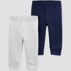 Baby Boys' 2pk Solid Pull-on Pants - Just One You Made By Carter's Gray/blue Newborn