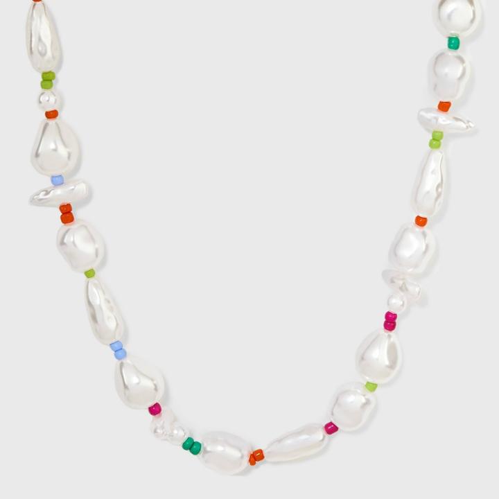 White Pearl Beaded Necklace - A New Day