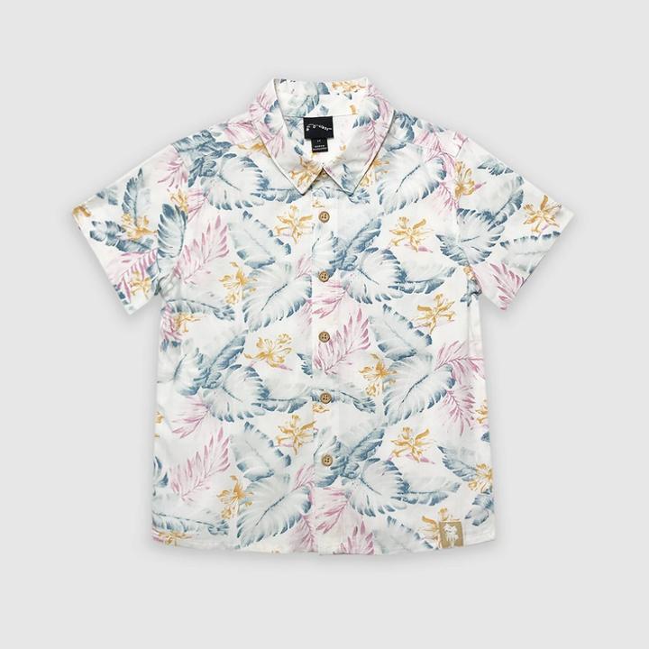 Petitetoddler Boys' Short Sleeve Floral Print Button-down Shirt - Art Class White