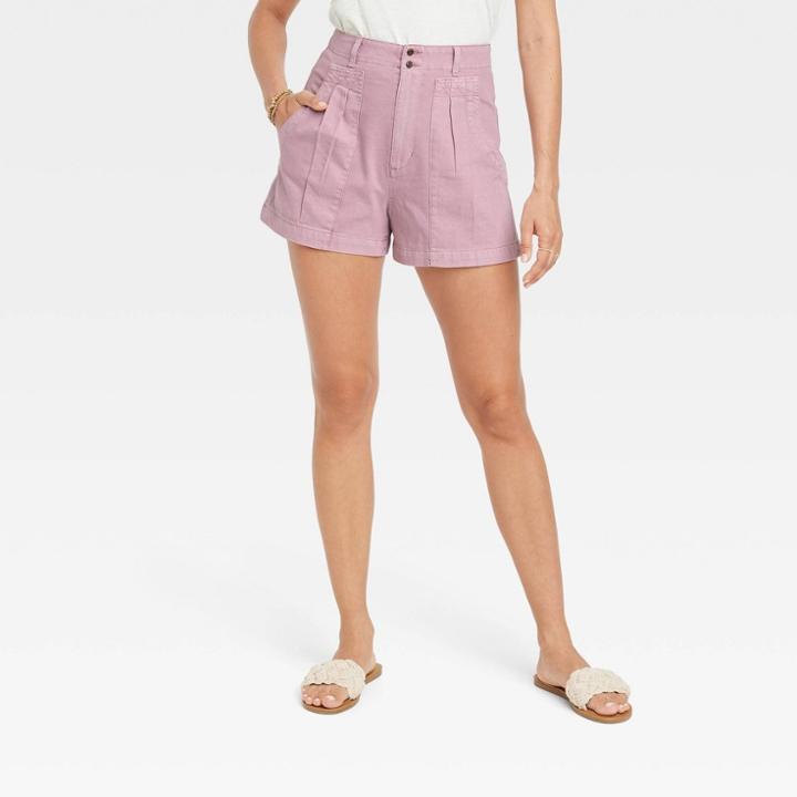 Women's High-rise A-line Pleated Shorts - Universal Thread Purple