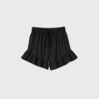 Women's High-rise Drawstring Waist Ruffle Shorts - Wild Fable Black