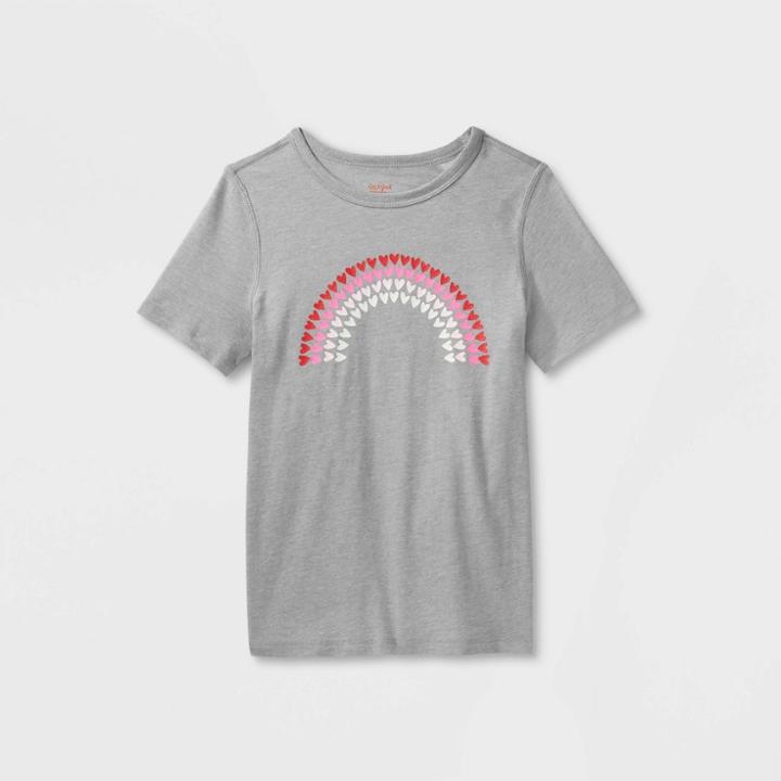 Kids' Adaptive Valentine's Day Short Sleeve Graphic T-shirt - Cat & Jack Gray