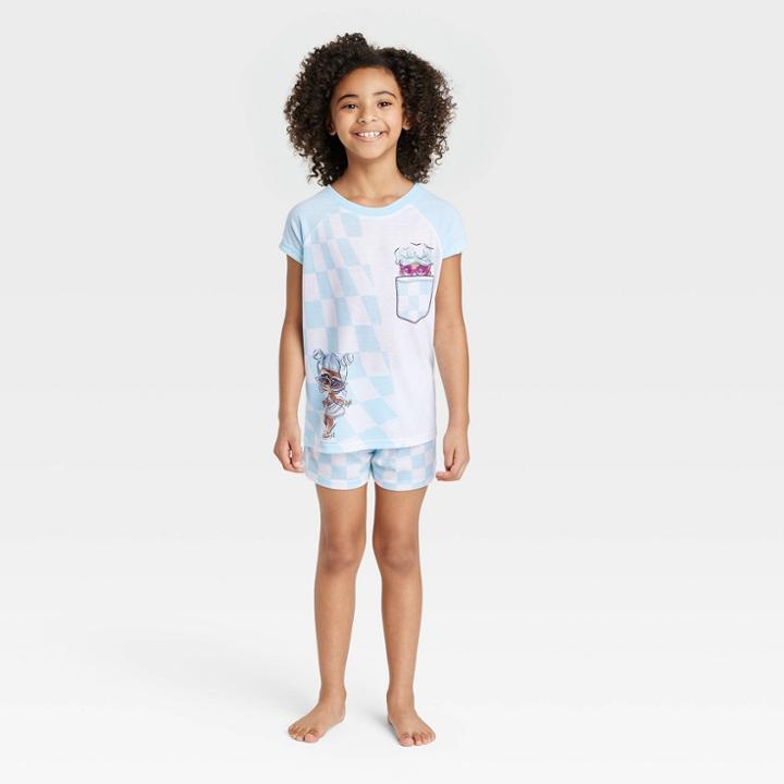 L.o.l. Surprise! Girls' Lol Surprise 2pc Checkered Print Short Sleeve Top And Shorts Pajama