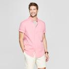 Men's Printed Standard Fit Short Sleeve Poplin Button-down Shirt - Goodfellow & Co Dusty Rose