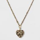 Floral Patterned Poof Heart Pendant Necklace - Wild Fable Gold