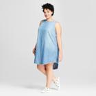 Women's Plus Size Side Button Denim Dress - Universal Thread Medium Wash X, Blue