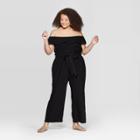 Women's Plus Size Mini Cap Sleeve Off The Shoulder Jumpsuit - Universal Thread Black