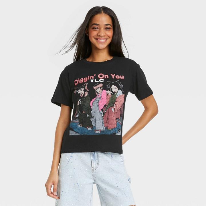 Merch Traffic Women's Tlc Diggin On You Short Sleeve Graphic T-shirt - Black
