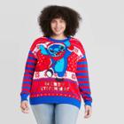 Women's Disney Lilo & Stitch Plus Size Merry Stitchmas Christmas Pullover Sweater - Red