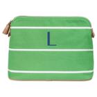 Cathy's Concepts Personalized Green Striped Cosmetic Bag - L, Adult Unisex,