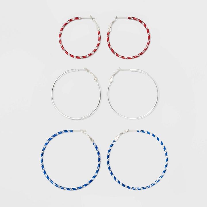 Target Trio Hoop Earrings - Red/white/blue