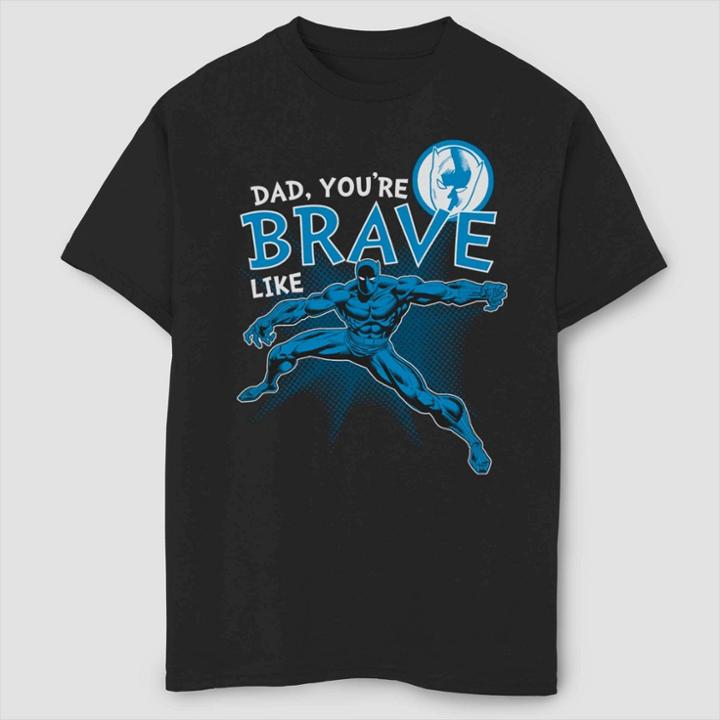Boys' Marvel Black Panther Brave Like Dad Short Sleeve T-shirt - Black