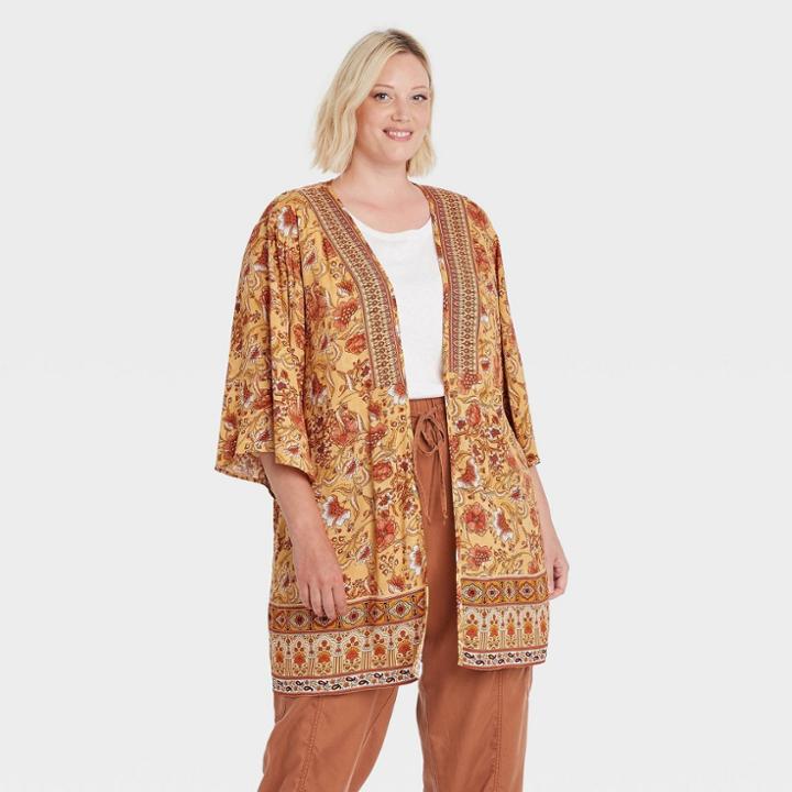 Women's Plus Size Jacket - Knox Rose Yellow Floral X/1x