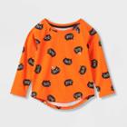 Toddler Girls' Halloween Cat Long Sleeve T-shirt - Cat & Jack Orange