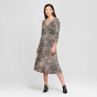 Women's Knit Animal Print Midi Dress - Spenser Jeremy - M - Tan, Size: Medium,
