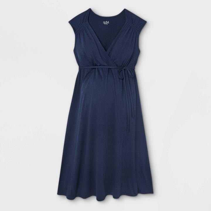 Short Sleeve A-line Maternity Dress - Isabel Maternity By Ingrid & Isabel Xavier Navy