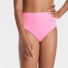 Girls' Strawberry Fruit Snack Ribbed High Waist Bikini Swim Bottom - Art Class Berry Pink