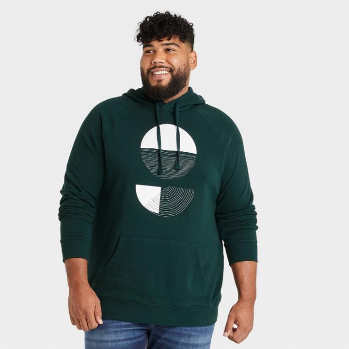 Men's Big & Tall Regular Fit Hooded Graphic Sweatshirt - Goodfellow & Co Dark Green