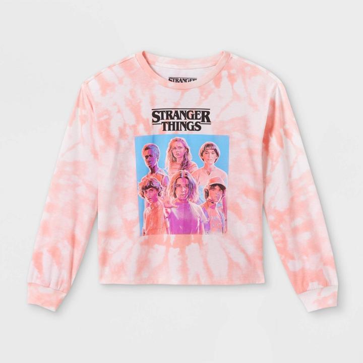 Girls' Stranger Things Graphic Long Sleeve T-shirt - Art Class Orange