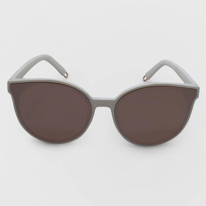 Women's Round Plastic Sunglasses - A New Day White, Women's,