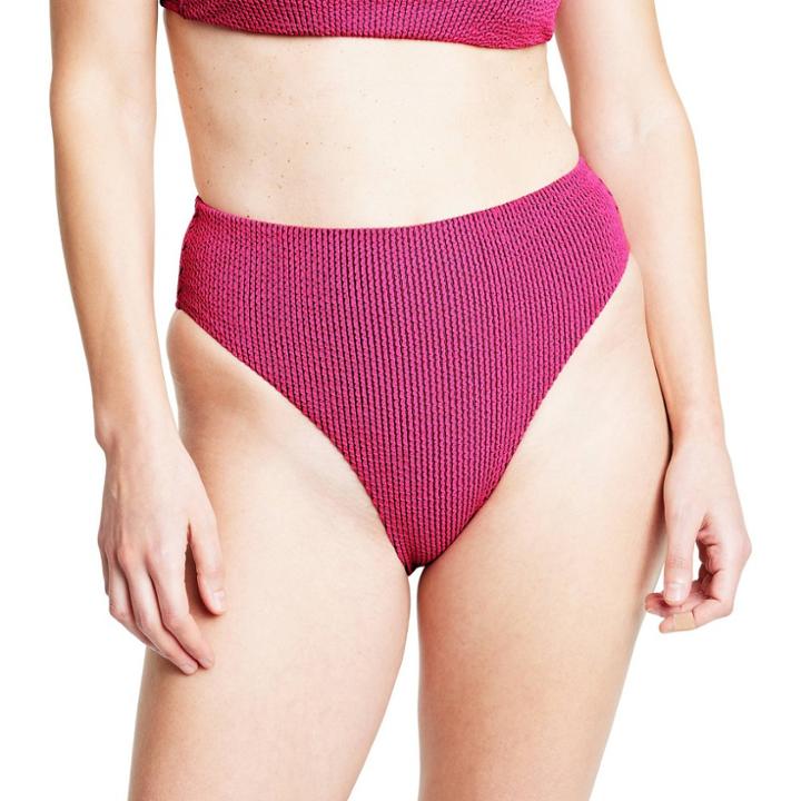 Women's Two-tone Pucker High Waist Bikini Bottom - Tabitha Brown For Target Pink/black Xxs