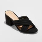 Women's Miriam Wide Width Crossband Quilted Mules - A New Day Black 6,