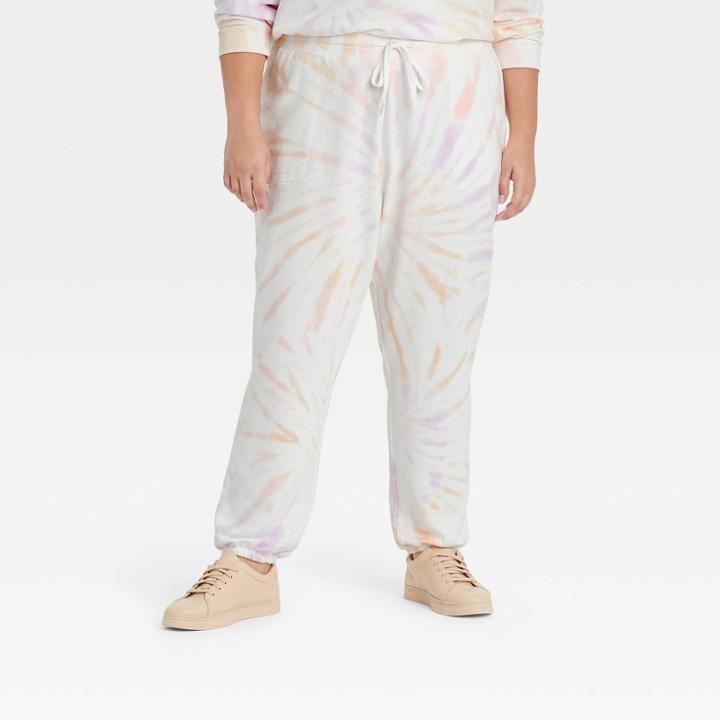 Women's Plus Size Tie-dye Jogger Pants - Ava & Viv Orange X