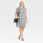 Women's Plus Size Sleeveless T-shirt Dress - A New Day Heather Gray