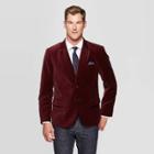 Men's Standard Fit Solid Color Velvet Blazer - Goodfellow & Co Pomegranate Mystery S, Size: Small, Red