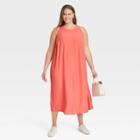 Women's Plus Size Sleeveless Racer Back Dress - A New Day Coral
