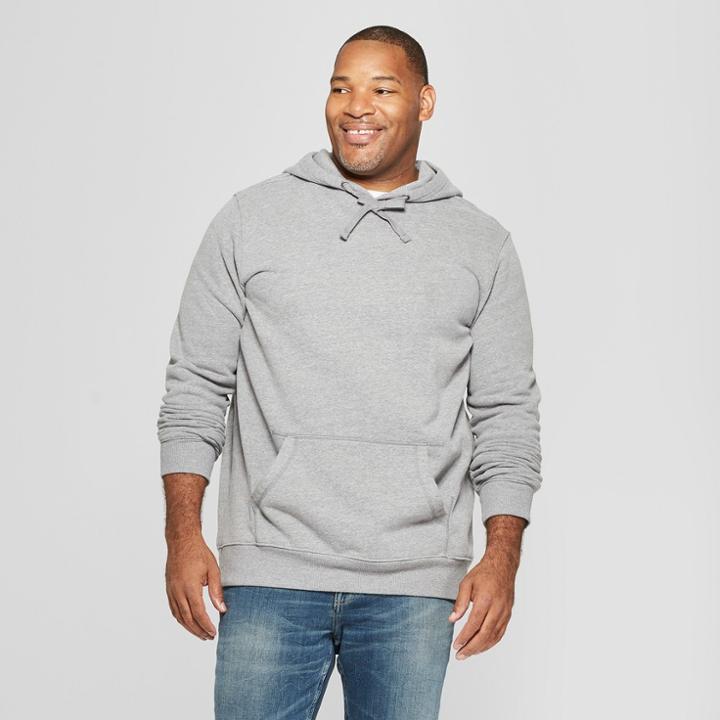 Men's Tall Regular Fit Long Sleeve Fleece Hooded Sweatshirt - Goodfellow & Co Gray