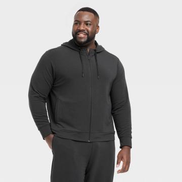 Men's Big Soft Gym Full-zip Hooded Sweatshirt - All In Motion Onyx Black