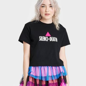 Ph By The Phluid Project Pride Adult Silence Is Death Phluid Project Short Sleeve Cropped T-shirt - Black