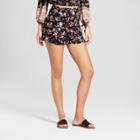 Women's Floral Print Ruffle Edge Soft Shorts - Xhilaration Black