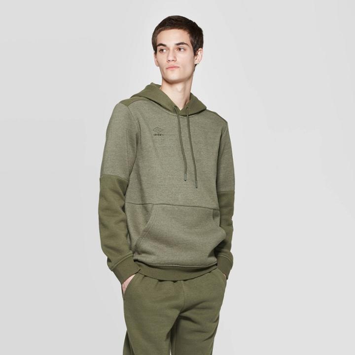Umbro Men's Fleece Hoodie - Olive Night Heather L, Size: Large, Green Black Grey