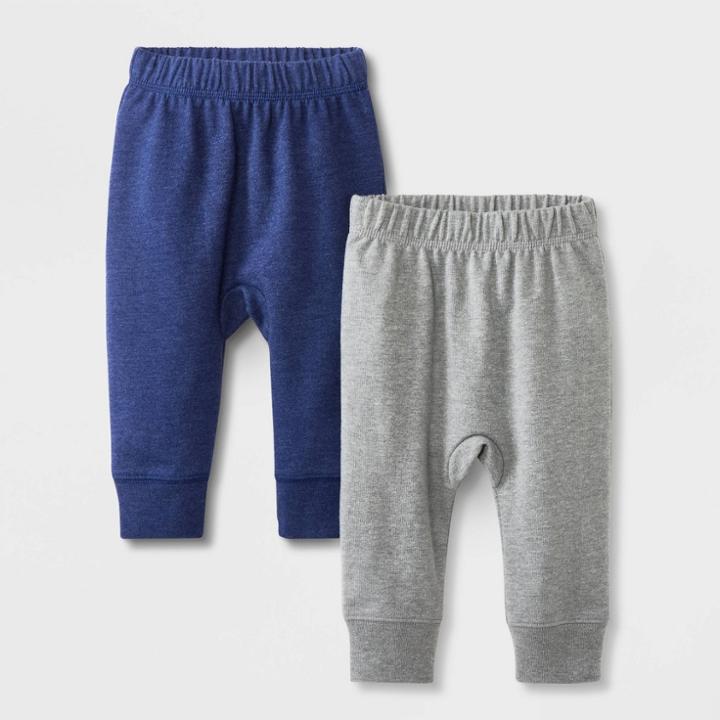 Baby Boys' 2pk French Terry Jogger Pants Set - Cat & Jack Navy Blue/gray Newborn