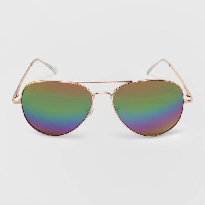 Women's Aviator Metal Sunglasses - Wild Fable Gold, Women's, Size: Small, Gold/grey
