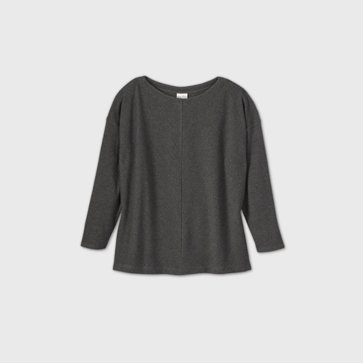 Women's Plus Size Long Sleeve Leisure T-shirt - Ava & Viv Gray X