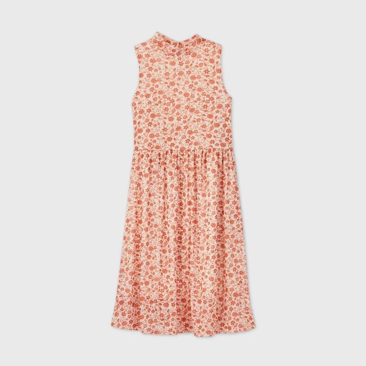 Girls' Mock Neck Dress - Art Class Orange