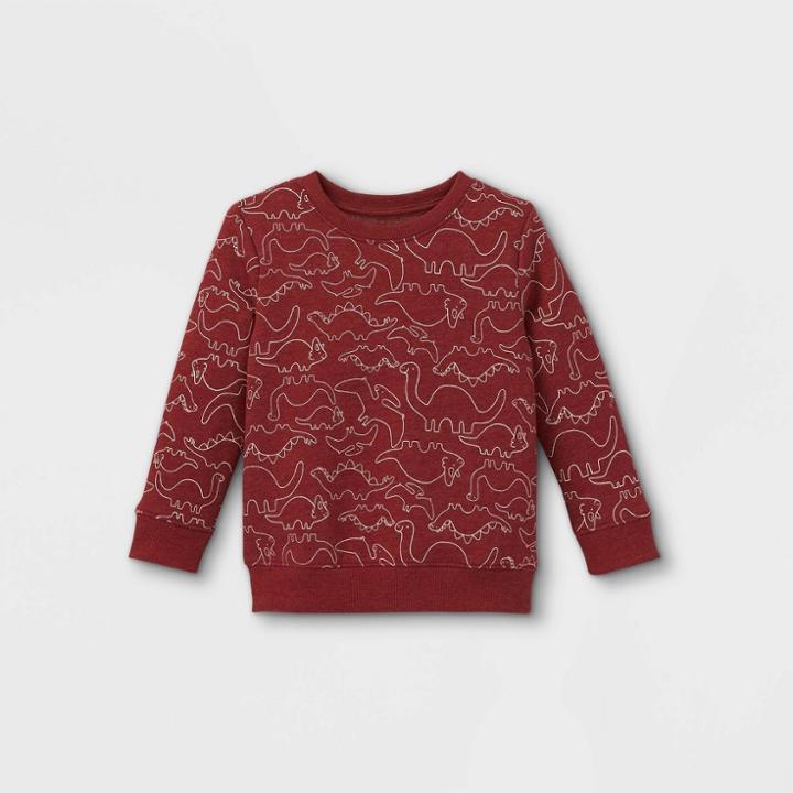 Toddler Boys' Fleece Crew Neck Pullover Sweatshirt - Cat & Jack Maroon