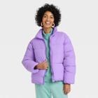 Women's Short Matte Puffer Jacket - A New Day Lavender