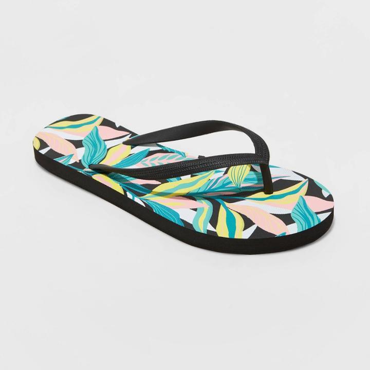 Women's Brynn Flip Flop Sandals - Shade & Shore Black Tropical