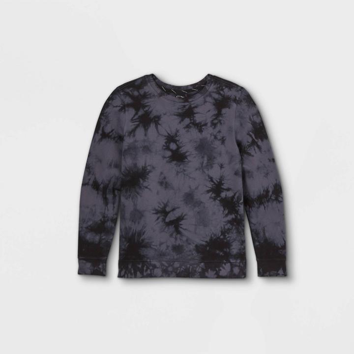 Boys' Tie-dye Crew Neck Sweatshirt - Art Class Dark Gray/black