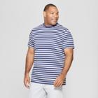Men's Tall Striped Regular Fit Short Sleeve Novelty Crew T-shirt - Goodfellow & Co Inky Blue