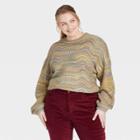 Women's Plus Size Crewneck Pullover Sweater - Universal Thread Green Wave