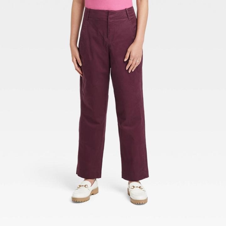 Women's Straight Leg Chino Pants - A New Day Burgundy