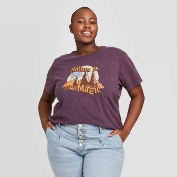 Women's Plus Size Nature Is Magic Short Sleeve Graphic T-shirt - Fifth Sun (juniors') - Deep Purple 1x, Women's,